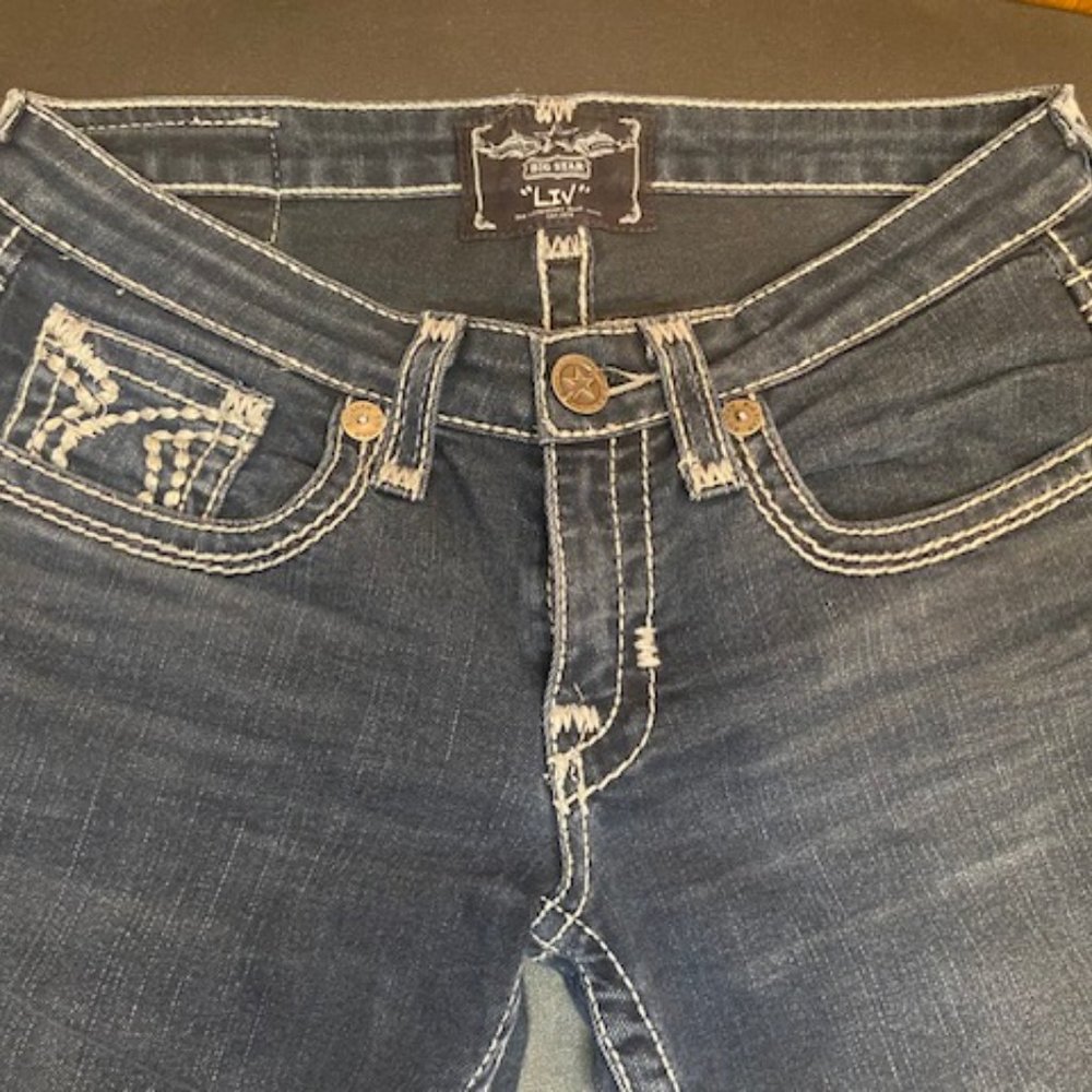 Big Star Liv 29L Stretch Bootcut Designer Jeans Buckle